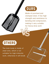 Heavy Duty Sifting Shovel with Adjustable Handle (26"-48") – Metal Sand Sifter Scoop with D-Grip for Chicken Coop, Beach, Farm Goat Stall & Garden Poop Cleaning – Durable Mesh Design
