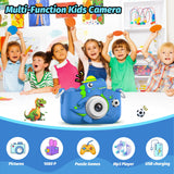 Dinosaur Kids Camera for Boys Girls, Toddler Digital Selfie Camera with Cute Protective Cover and SD Card, Christmas Birthday Gifts Toys for 3 4 5 6 7 8 9 10 11 12 Years Old Little Girls and Boys