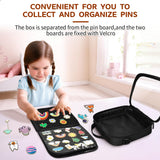 BOHEMIABY Enamel Pin Display Book, Small Collections Travel Pin Trading Book, Brooch Pin Lover Collector Bag, 6-Page Lapel Pin Display Board with Protective Film, Handles and Shoulder Strap, Black