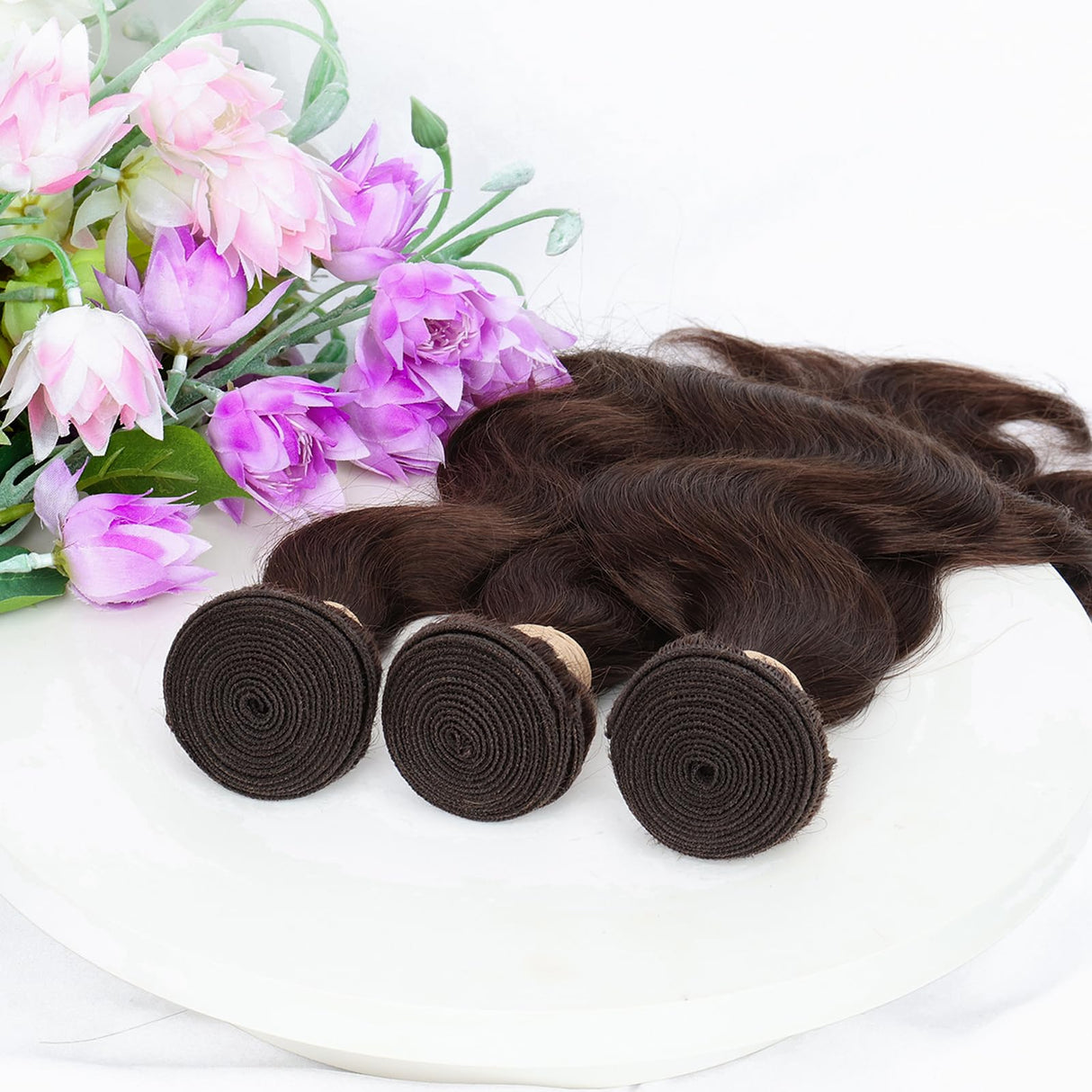 ALLRUN Brown Body Wave Bundles Human Hair 18 20 22 Inch Reddish Brown Human Hair Extensions 12A 100% Unprocessed Brazilian Virgin Hair 3 Bundles Chocolate Color Body Wave 4# Color