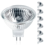 Jaenmsa MR16 Halogen Bulbs 50W,6 Pack 12V 50W MR16 Light Halogen Bulbs 2 Pin GU5.3 Base Dimmable with Clear Glass Cover,High Output 2700K Warm White mr16 Light Bulb for Landscape Lights, Track Lights