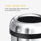 simplehuman 60 Liter / 16 Gallon Bullet Open Top Trash Can, Commercial Grade Heavy Gauge, Brushed Stainless Steel