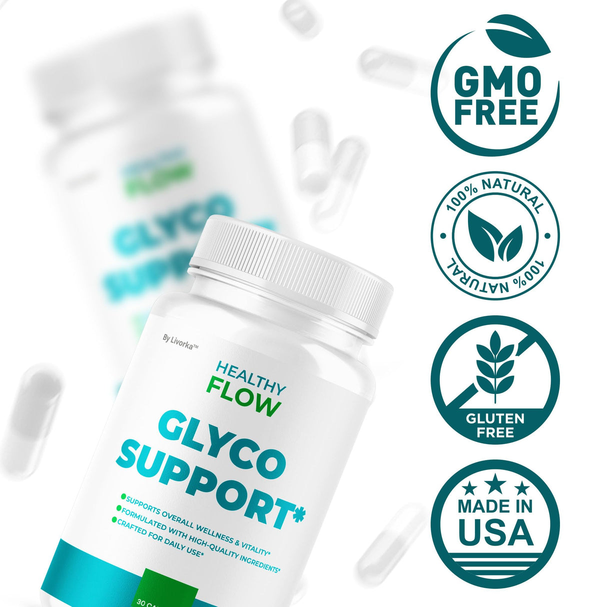 (2 Pack) Healthy Flow Capsules - Official HealthyFlow Supplement Support Premium Pills - All Natural Ingredients Healthy Levels, Healthyflow Advanced Formula Pastillas, 60 Capsules for 2 Months
