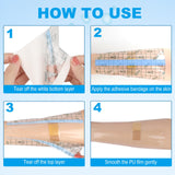 Hion Tattoo Aftercare Waterproof Bandage Transparent Film Dressing 50 Pre-Cut Sheets 4 x 4 Inch Tattoo Cover Up Tape Second Skin Adhesive Bandage Waterproof Wound Cover for Swimming Shower Shield