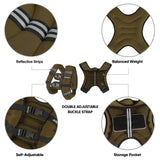 APEXUP Weighted Vest with 5lbs/10lbs/15lbs/20lbs/25lbs/30lbs Weights and Reflective Stripe, Weight Vest Men Women for Workout, Strength Training, Running (Khaki, 20lbs)