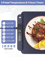 Food Warming Mat Electric Tray: YTLAD Silicone Heating Pad with 6 Level Adjustable Temperature and 5 Hours Timer & Family Lock, Foldable Food Warmers for Parties, Daily Use (Blue, 25.6" x 15.55")
