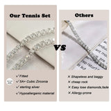 HAXIYA Tennis Necklace Set for Women Crystal Bracelet Imitation Diamond Earrings Wedding Jewelry for Bride Sterling Silver Plated Jewelry Sets Pack of 3 Gift