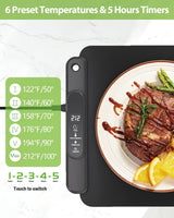 Food Warming Mat Electric Tray: YTLAD Silicone Heating Pad with 6 Level Adjustable Temperature and 5 Hours Timer & Family Lock, Foldable Food Warmers for Parties, Daily Use (Black, 25.6" x 15.55")