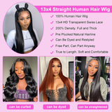 ediere 30 Inch Straight Lace Front Wigs Human Hair HD Transparent Lace Front Wigs for Women Pre Plucked 200 Density Frontal Wigs Human Hair Lace Front Wigs for Women Glueless Wigs with Baby Hair