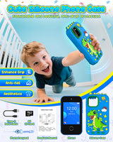 BESTOONE Kids Smartphone Toy for 3-8 Year Old Girls & Boys - No Internet/Calls, HD Camera, MP3 Player, Learning Games | Christmas Birthday Gift for Toddlers (Blue)