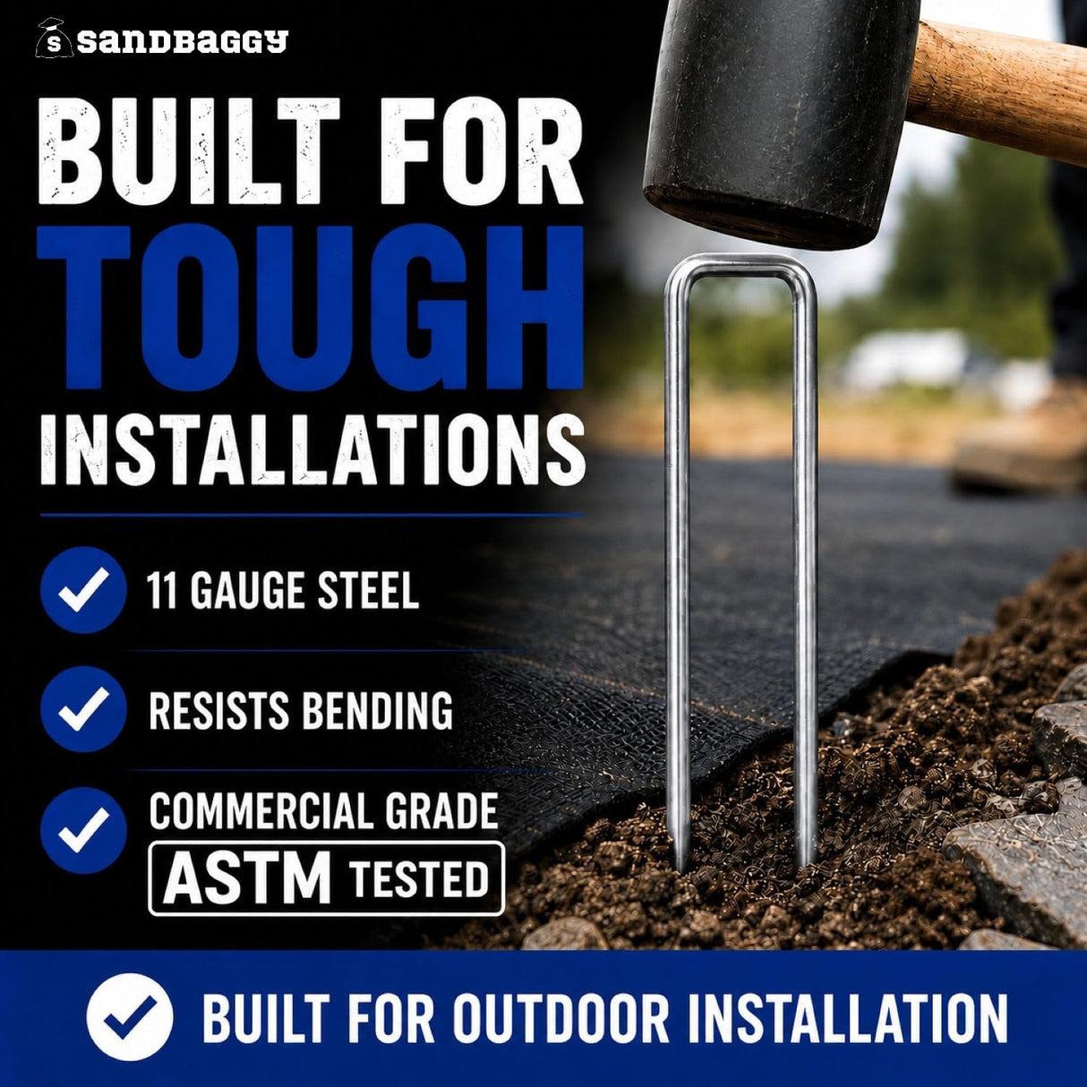 Sandbaggy 500-Count 6-Inch Galvanized Landscape Staples - SOD Garden Stakes ~ Trusted by Farmers & Contractors Across the USA
