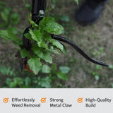 Vornilo All Black Stand Up Weed Puller 53 Inch Manual Weed Remover Tool Heavy Duty Metal Long Handle Root Removal Weeder with Reinforced Claw and Three Section Steel Shaft for Garden Lawn Yard Use