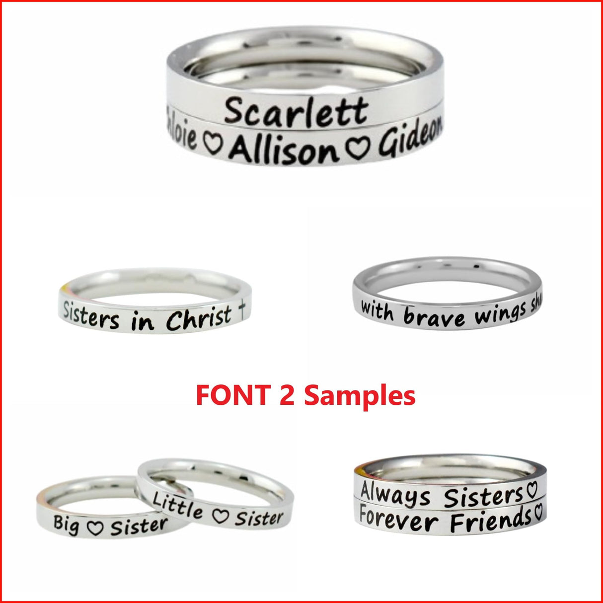 Love Statement Gifts Name Ring - Custom Text Stainless Steel Band Ring, Personalized Gift for Her & Him, for Valentines Day, Anniversary Birthday Graduation Christmas Bridesmaids Wedding