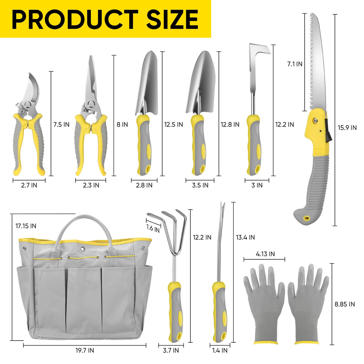 Blumway Garden Tool Sets, 10 Piece Heavy Duty Gardening Tool Set, Stainless Steel Gardening Hand Tools with Garden Tool Bag, Garden Tool Kit for Gardening Supplies,Ideal Garden Gifts for Women Men