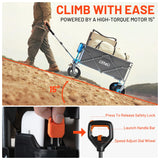 Litheli Electric Collapsible Wagon Cart with Brakes, 100L Grocery Cart with Wheels,Easy to Carry Folding Wagon for Camping, Gardening, Shopping