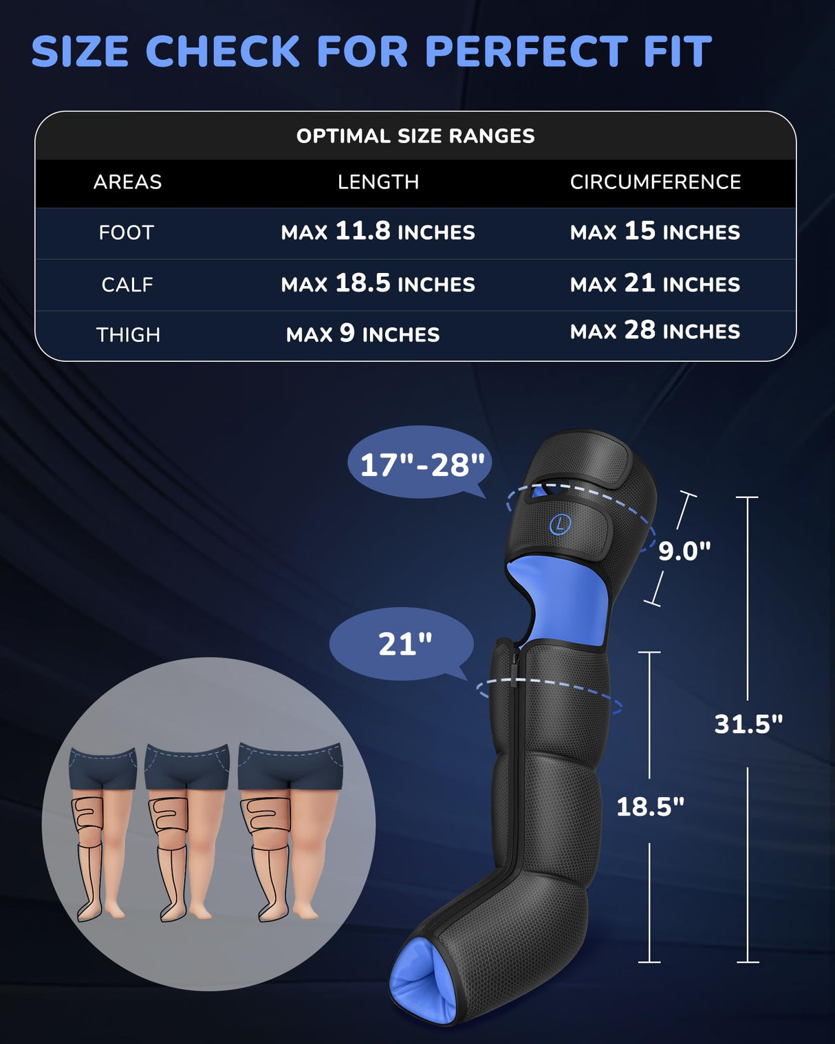 Musugy Leg Massager with Heat and Compression : Sequential Compression Boots with 6 Modes,9 Intensity and 3 Heat for Circulation and Pain Relief - Christmas Birthday for Mom, Dad, Athletes, Gym