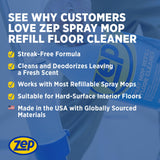 Zep Spray Mop Refill and Floor Cleaner - 1 Gallon (Case of 2) ECZUMSF1282 - Professional Grade Versatile Multi Surface Fresh Scent Cleaner and Deodorizer