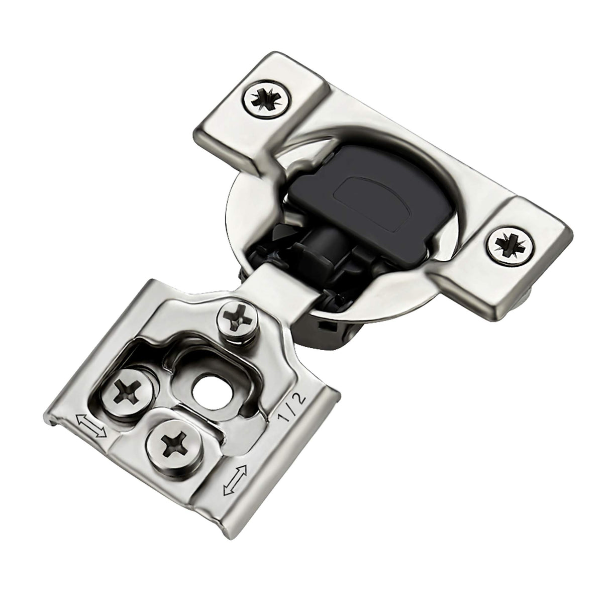 Ravinte 60 Pack (30 Pairs) 1/2 Inch Overlay Soft Close Hinges for Kitchen Cabinets - Satin Nickel Hidden Concealed Hinge, Stainless Steel, Self Closing