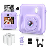 Kids Camera Instant Print, Dual-Lens 48MP Digital Camera,Purple,Aasonida
