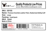 G & F Products Cowhide Leather Work Gloves with Suede Finish Palm rubberized safety cuff, 5 Pairs