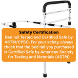 FSA/HSA Eligible, Vaunn Medical New Adjustable Bed Assist Rail Handle (Passed ASTM F3186–17 Safety Standard) and Hand Guard Grab Bar, Bedside Safety and Stability (Tool-Free Assembly), White/Black