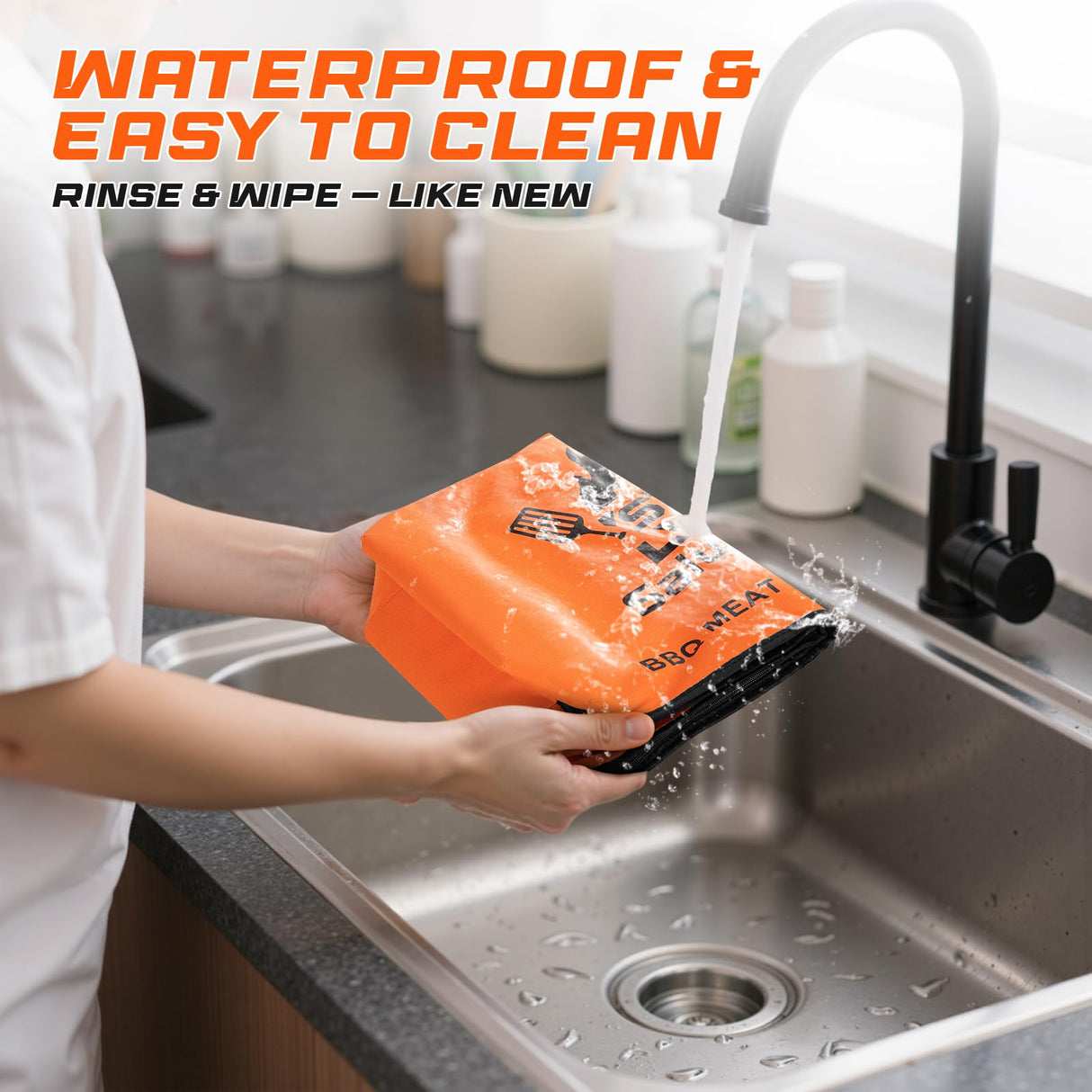 BBQ Meat Resting Blanket – Smoker Insulated Brisket Bag for Turkey, Pork Shoulder & Beef, Made of Washable Oxford Cloth – Gifts for Men, Dad, BBQ Lovers, Christmas Gifts&Stocking Stuffers(21in Orange)