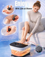 SPA4PIEDS Collapsible Heated Foot Spa Bath with Bubble, Foot Soaking Tub Featuring 8 Shiatsu Rollers, Pumice Stone and Built-in Timer for Mom, Dad and Foot Relaxation (Black)
