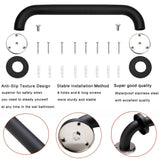 Rackickyer Shower Grab Bar, 2 Pack 16 Inch Black Bathroom Grab Bar, 1.25" Diameter 304 Stainless Steel Anti-Slip Grab Bars for Bathtubs and Showers, Handicap Shower Grab Bar for Seniors Elderly