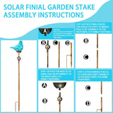 Garden Solar Lights,Solar Garden Stake Lights - Hand Blown Glass Decorative Garden Pathway Lights Outdoor Waterproof Sky Blue Bird Glass Stakes