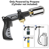 Sondiko Powerful Grill & Cooking Propane Torch L8010, Sous Vide, Welding Torch, Adjustable Wood Torch Burner for Searing Steak, BBQ, Campfire Starter(Black, Grey) Propane Tank Not Included