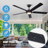 Black Gold Modern Ceiling Fans with Quiet Reversible DC Motor, Smart Ceiling Fan with Remote/App/Alexa Control, Damp-Rated Fan for Indoor Exterior Patios Porch Gazebo