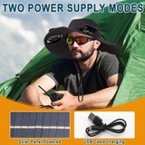 Solar Fan Hat for Men & Women, Wide Edge Outdoor Sun Hat with 2 Built-in Fans, UPF 50+ Waterproof Outdoor Hiking Camping Fishing Hat, 3 Speed Adjustable Fan Hat (Khaki)