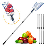 Oak Leaf Fruit Picker, 13 FT Picker Pole with Basket, Length Adjustable Apple Orange Picker Tool Tree Fruit Catcher with Lightweight Stainless Steel Connecting Pole, Foam Pad, 2 Metal Clamp(Upgraded)