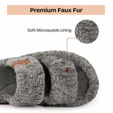 EverFoams Womens Fuzzy Open-toe Slippers Indoor Cool Gray,7-8 US