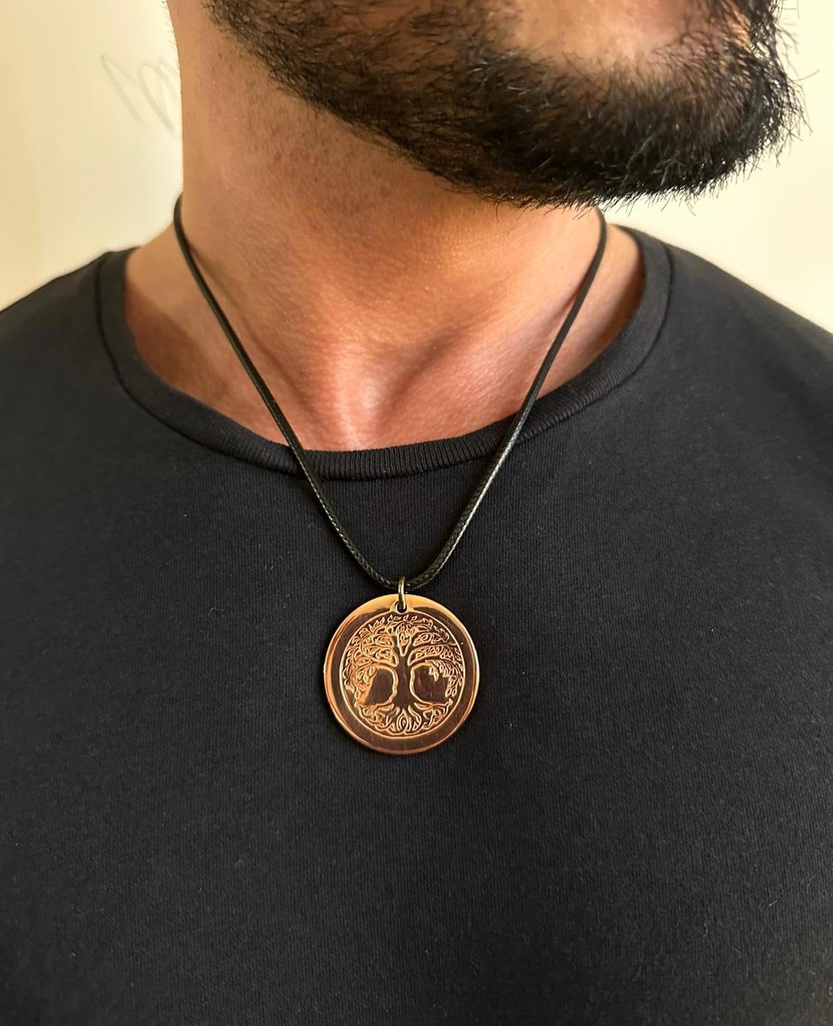 DEMMEX Pure Copper Tree of Life Pendant Necklace for Men and Women, 2.5mm Thick, 1.5 Inches Diameter, Uncoated, Handmade in Turkey - Polish with Salt-Lemon Mix (Copper)
