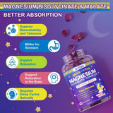 Magnesium Glycinate Gummies for Adults & Kids 4+, Sugar Free Magnesium Bisglycinate Supplement 400/200mg with B6 D3, L-Theanine for Zzz & Relaxation, Brain, Melatonin Free Gummies,1Pack