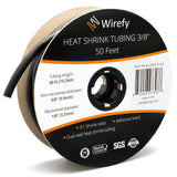 Wirefy | Heat Shrink Tubing - 3/8" inch - 3:1 Ratio - Adhesive Dual Wall Waterproof - Heat Shrink Tube - Heatshrink Tubes - Black - 50 Feet Roll | Trusted UL Certification