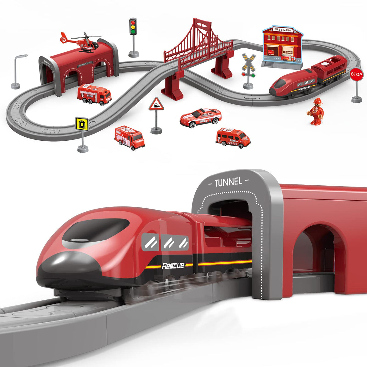 Train Sets for Toddlers, 66 Pcs Trains Toy with Battery Operated & Tra ...