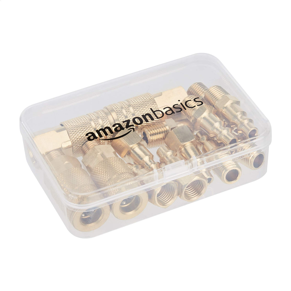 Amazon Basics Quick Connect Brass Air Coupler and Plug Kit, 1/4-Inch NPT Fittings, Air Compressor Accessories, 14 Count