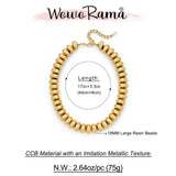 WOWORAMA Chunky Gold Beaded Necklace for Women Large 18MM Flat Abacus Bead Necklaces Metallic CCB Statement Necklace Trendy Chunky Choker Fashion Jewelry