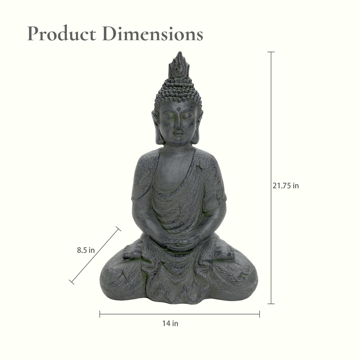 LuxenHome Large Buddha Statue, 22" Meditating Buddhas Garden Statue