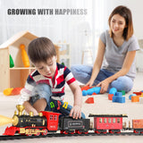 Hot Bee Train Set - Train Toys for Boys with Smokes, Lights and Sound, Toy Train Set for Under Christmas Tree, Toddler Model Trains for 3 4 5 6 7 8+ Years Old Kids Christmas Toys Gifts