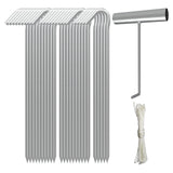 AAGUT Metal Tent Stakes Heavy Duty 9 Inch with Ties and T-Hook for Camping