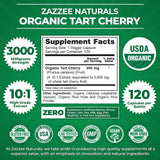Zazzee USDA Organic Tart Cherry 10:1 Extract, 3000 mg Strength, 120 Vegan Capsules, 4 Month Supply, Standardized, Concentrated 10X Extract, 100% Vegetarian, Certified Organic, All-Natural and Non-GMO