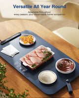 Voriah Warming Mat for Food,27.5x15.7'' Large Electric Warming Tray,7 Temp Levels,99H Continuous Heat,℉/℃ Switch,Patented Heating Design,Versatile Food Warmer for Buffet,Parties,Family Meals,Daily Use