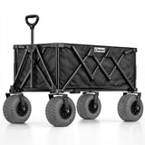 Beach Wagon with Heavy-Duty 10" Air Tires - All Terrain Folding Cart with Big Wheels for Sand and Gravel - 300 LB. Capacity (Black)