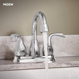 Moen Idora Chrome Two-Handle Centerset Bathroom Sink Faucet with Drain Assembly, 84115