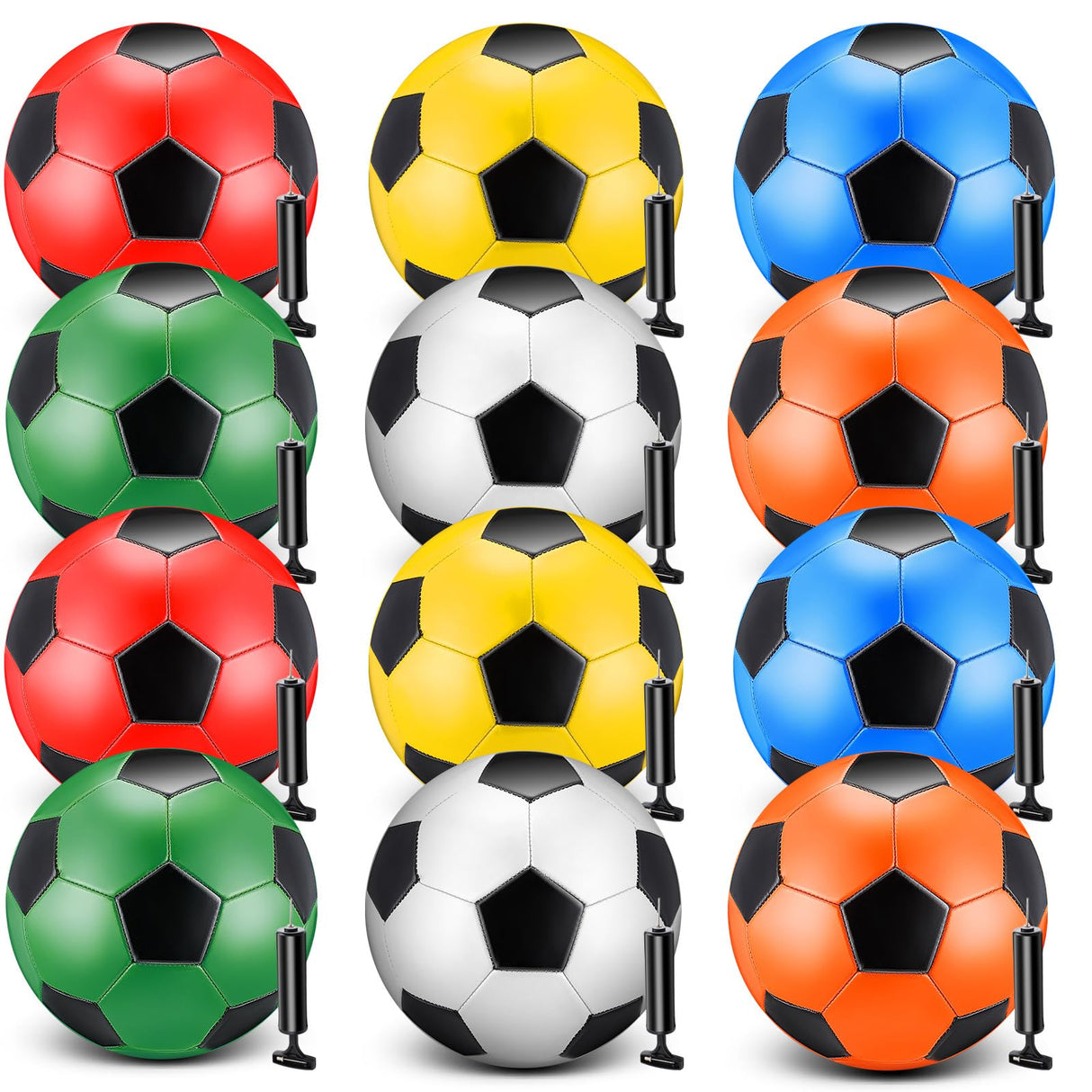 Glimin 12 Pack Operation Christmas Bulk Items Soccer Ball with Pump Needles, Official Size 3/4/5 Soccer Ball Deflated Gift for Christian Charity Donation Training Practice(Multicolor,Size 5,Cute)