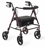 Medline Large Steel Bariatric Rollator Walker with Adjustable Handles, Padded Seat & Backrest, Burgundy, 500 lb. Weight Capacity, Foldable, Under Seat Storage, 8" Wheels, Rolling Walker For Seniors & Adults