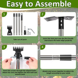 Weed Puller Tool with Long Handle-Vertical Adjustable Weeder, 2-in-1 Garden Hoe and Weeding Rake Combination, Weeding Tool for Garden, Lawn, Farm and Courtyard